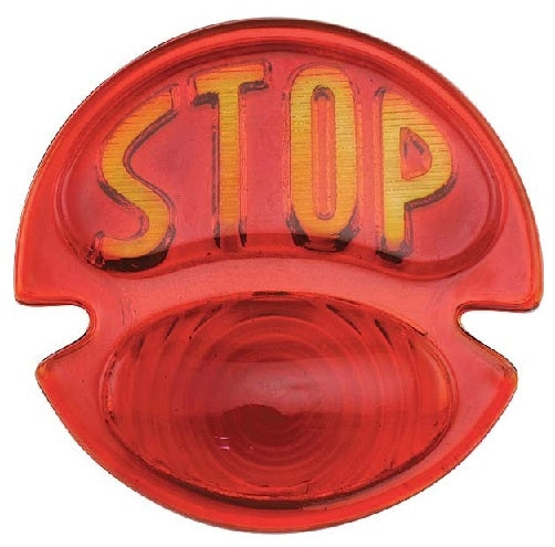 A-13450- E Tail Light Lens Red with 1" STOP embossed in lens