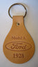 A-18574-A - Key chain - Oval Tanned Genuine Leather Model A Ford Script 1928