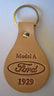 A-18574-B - Key chain - Oval Tanned Genuine Leather Model A Ford Script 1929