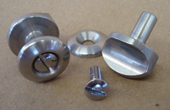 A-37701 1929-1931 68A,B,C Cabriolet top iron latch thumb locks- set of 2- Stainless- USA Made