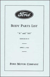 A-99005 Model A Body Parts Book- By Ford