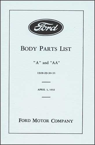 A-99005 Model A Body Parts Book- By Ford