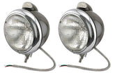 A-13004 Guide Style Hot Rod Headlights- Black- Quartz Halogen- 12 Volt