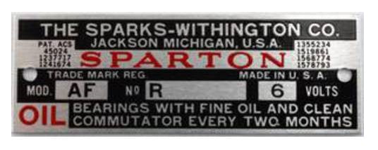 A-13803 Sparton Horn Data Plate