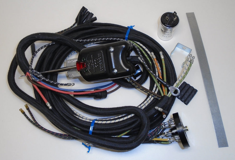 A-14403-ET Complete wiring harness with turn signals wired in, complete with turn signal unit, flasher- For use with 2 tail lights and cowl light turn signals