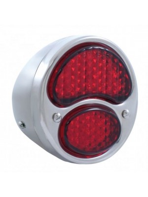 A-13408-RR6  LED Right Side Stainless Steel tail Light with LED ALL RED lens 6 volt