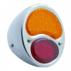 A-13408-LA6  LED Left Side Stainless Steel tail Light with LED  RED and AMBER lens