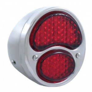 A-13408-LR12  Complete Stainless Steel Tail Light with ALL RED L.E.D Lens- Left Side 12 volt