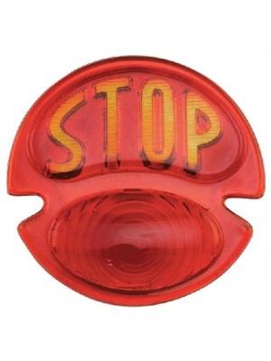 A-13450- E  Tail Light Lens Red with 1" STOP embossed in lens