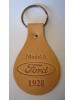 A-18574-A  - Key chain - Oval Tanned Genuine Leather Model A Ford Script 1928