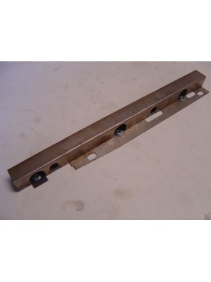 A-48300  Left Side Front Door Window Felt Holder- This is the metal piece that fastens to the inside front edge of the Slant Windshield 4 door, Victoria, and Slant Windshield Cabriolet doors that holds the felts, and the window frame bolts to it.